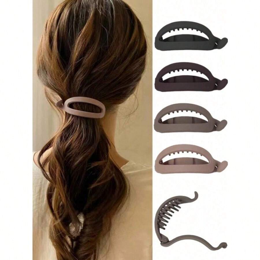 Matte Minimalist Banana-Shaped Hair Clip | Elegant And Versatile, Suitable For Everyday Wear, Casual Occasions, And Parties. Made Of Plastic. - Purple - View 1