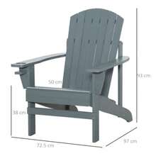 Adirondack Garden Chair With Cup Holder, Solid Wood Garden Lounge Chair, Dark Grey, 97 X 72.5 X 93 Cm, Ideal For Balcony And Terrace. - Mint Green - View 3