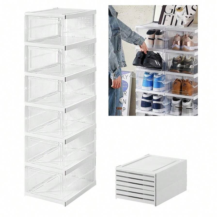 OISE ART STORE Scarpiera Pieghevole Scarpe Richiudibile 6 Contenitori Salvaspazio 105x25.5x34.5cm - - Multicolore - Visualizzare 1