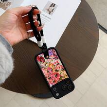 1pc Convenient Lanyard Phone Case With Hand Strap, Black, Lightweight Shockproof TPU Protective Cover Compatible With IPhone 6/7/8/X/Xs/XR/XS Max/11/12/13/14/15/16/17 Pro Max, Suitable As Birthday And Christmas Gift For Couples, Daughters, Girlfriends, Teenage Girls - Black - View 4