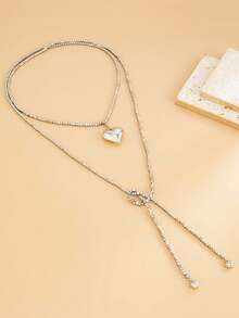 1 chiếc dây chuyền dài mặt hình trái tim tối giản, dây chuyền choker hạt CCB vuông ngọt ngào, phụ kiện phù hợp cho nữ giới đi làm hàng ngày, hẹn hò, mua sắm, dự tiệc, món quà Valentine tuyệt vời nhất (Chất liệu nhựa CCB không phải kim loại, vui lòng cân nhắc kỹ trước khi mua). - Bạc - Xem 4