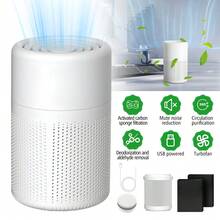 Air Purifier, 360° Circulation Purification With Activated Carbon Sponge Filter, USB Powered Quiet Air Cleaner For Home Office Bedroom, Removes Odors & Formaldehyde, Portable Mini Air Purifier With Replacement Filters - trắng - Xem 2
