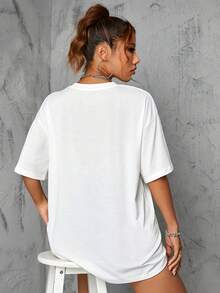 SEA MARKET Graphic Print T-Shirt Short-Sleeved Round Neck Casual Top Suitable For Summer And Spring Women Clothing - White 5 - View 6
