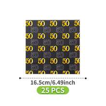 50周年黑色金点生日快乐一次性餐盘、餐巾纸、杯子套装，包含餐盘、餐巾纸和杯子，适合8位客人使用，一次性纸盘，派对餐具，适用于生日、婚礼、主题派对、家庭野餐等场合。 - 彩色 - 查看 8