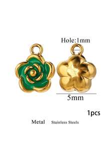 1个5/8/10毫米不锈钢吊坠，金色珐琅玫瑰花，用于珠宝制作DIY耳环、项链、手链，批发 - 彩色 - 查看 16