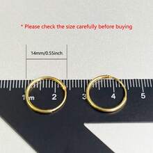 2 件迷你 925 纯银圆形耳环，小号 10 毫米、12 毫米、14 毫米，大号 16 毫米、18 毫米、20 毫米软骨圈/耳环，适合送给女性/女友/女士的礼物 - 金色 - 查看 13