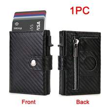 Carteras Airtag de cuero Rfid para hombre, tarjetero de lujo, billeteras para rastreador de etiquetas de aire, regalos para hombre, billetera delgada personalizada, monedero H5JS - Marrón - Ver 9
