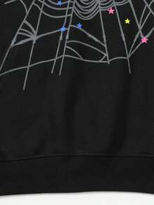 Unisex Hoodie Y2k Cobweb Spider Hoodie Graphic Sweatshirt Novelty Gift - Black - View 5