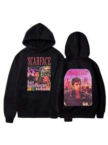 Retro Scarfaces Tony Montana 90s Movie Hoodie 2025 Autumn_winter Men's Women's Oversized Hip-Hop Punk Sportswear Streetwear Essentials Hoodie Hoodie For Women Sweatshirts For Women Hoodies For Men 's Hoodie Sweatshirts For Men Essentials Fear - 黑色 - 查看 5
