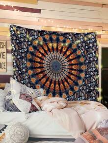 1pc Bohemian Mandala Pattern Tapestry, Large Size Decorative Hanging Cloth, Home Decor, Holiday Gift, Party Decoration, Live Streaming Background, Suitable For Living Room And Hotel, With Installation Bag (Accessories Included) - Multicolor - View 7
