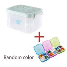 耐用双层大容量药品收纳盒，带提手，透明灰色防水设计，易开盖，适合居家和旅行使用，多隔层设计，可整理应急用品和药品，是宿舍、公寓、客厅和卧室的理想之选，四季皆宜。 - 綠色 - 查看 9