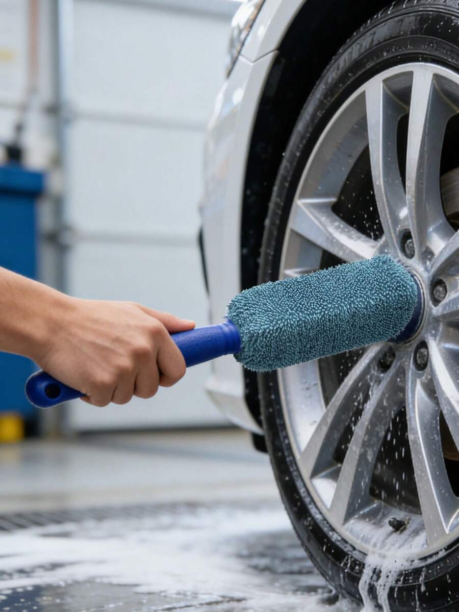 汽车清洁刷，轻便涤纶轮毂清洁工具，高效汽车细节保养，轮胎护理配件，洗车设备，汽车轮毂刷，汽车轮毂轮胎清洁刷，除尘刷，多功能汽车清洁刷，适用于轮毂、排气管、汽车发动机、摩托车、自行车，汽车保养，汽车维修，清洁用品，清洁工具 - 藍色 - 查看 1