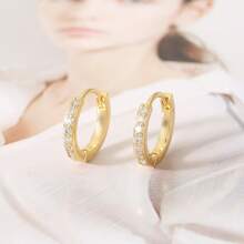 3 Pairs Zirconia Earrings Set, 1 Pair Studs + 1 Pair Clip-Ons + 1 Pair Dangle Earrings, Light Luxury Simple Style, Mix & Match Wearable - Multicolor - View 9