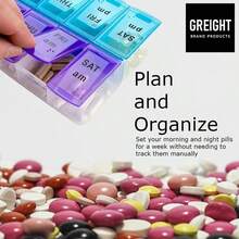 1pc 7 Day Weekly AM PM Pill Organizer, Large Pill Case Pill Box For Pills Vitamin Supplements Medication (Purple/Blue),14 Compartments Vitamin Pill Container For Tablets, Medications, Fish Oil, Home Decor, Party & Christmas Storage - Xanh lam + Tím - Xem 3