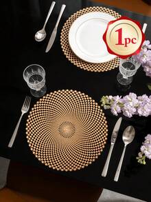 1-200pcs Gold Round Minimalist PVC Placemats, Washable, Easy To Clean, Wipe-Clean, Non-Slip, Holiday Wedding Party Dining Table Decor - Multicolor - View 20
