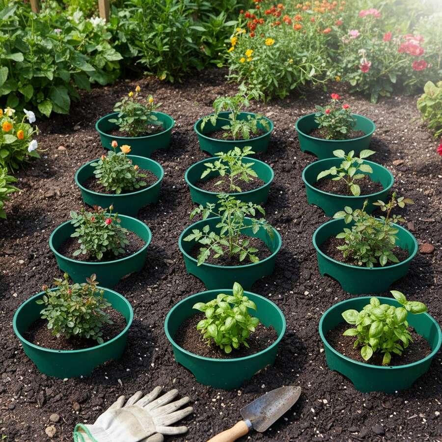 Durable Round Plant Growth Rings With Smooth Edges For Garden Barrier Protection - Multicolor - View 1