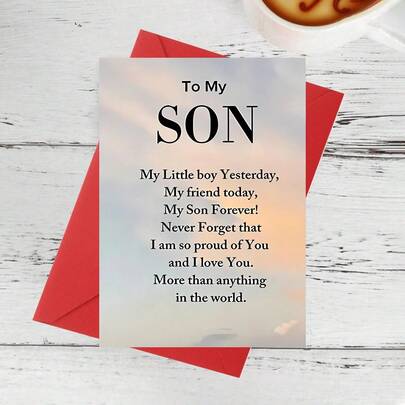 1PC Heartfelt Son's Birthday Card, 5 InchesX 7 Inches, A Sentimental Mother's Love Message, APaper Card With An Envelope, A Birthday Wish For AnySon