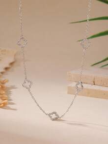 GEREIT 1pc Minimalist Stainless Steel Four-Leaf Clover Pendant Necklace, Suitable For Women, Friends, Holidays, And Daily Wear - Multicolor - View 3