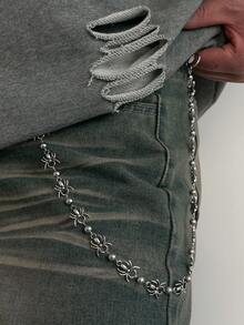 1件复古摇滚嘻哈风3D蜘蛛CCB珠几何链条组合吊坠金属裤链，朋克高端休闲极简街头风夸张百搭时尚男士裤链礼物 - 褲鏈 - 查看 4