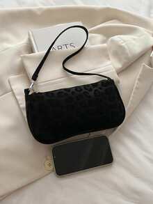 Túi đeo vai, túi xách tay thời trang mới, đa năng, chất liệu vải có họa tiết, dành cho nữ. - màu đen - Xem 3