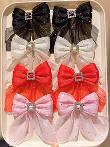 8 buc cleme de păr cu fundă pentru prințesă fugară multicolore, accesorii drăguțe pentru agrafe, cadou ideal pentru fete, cleme de păr cu fluture, cleme de păr cu fundă panglică - Multicolor - Vizualizare 3