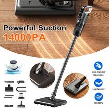 14000PA Wireless Stick Vacuum With LED Light – Vacuuming + Mopping 2-In-1, Detachable Battery, Multiple Attachments For Deep Cleaning Floors, Stairs, And Furniture - 黑色 - 查看 4