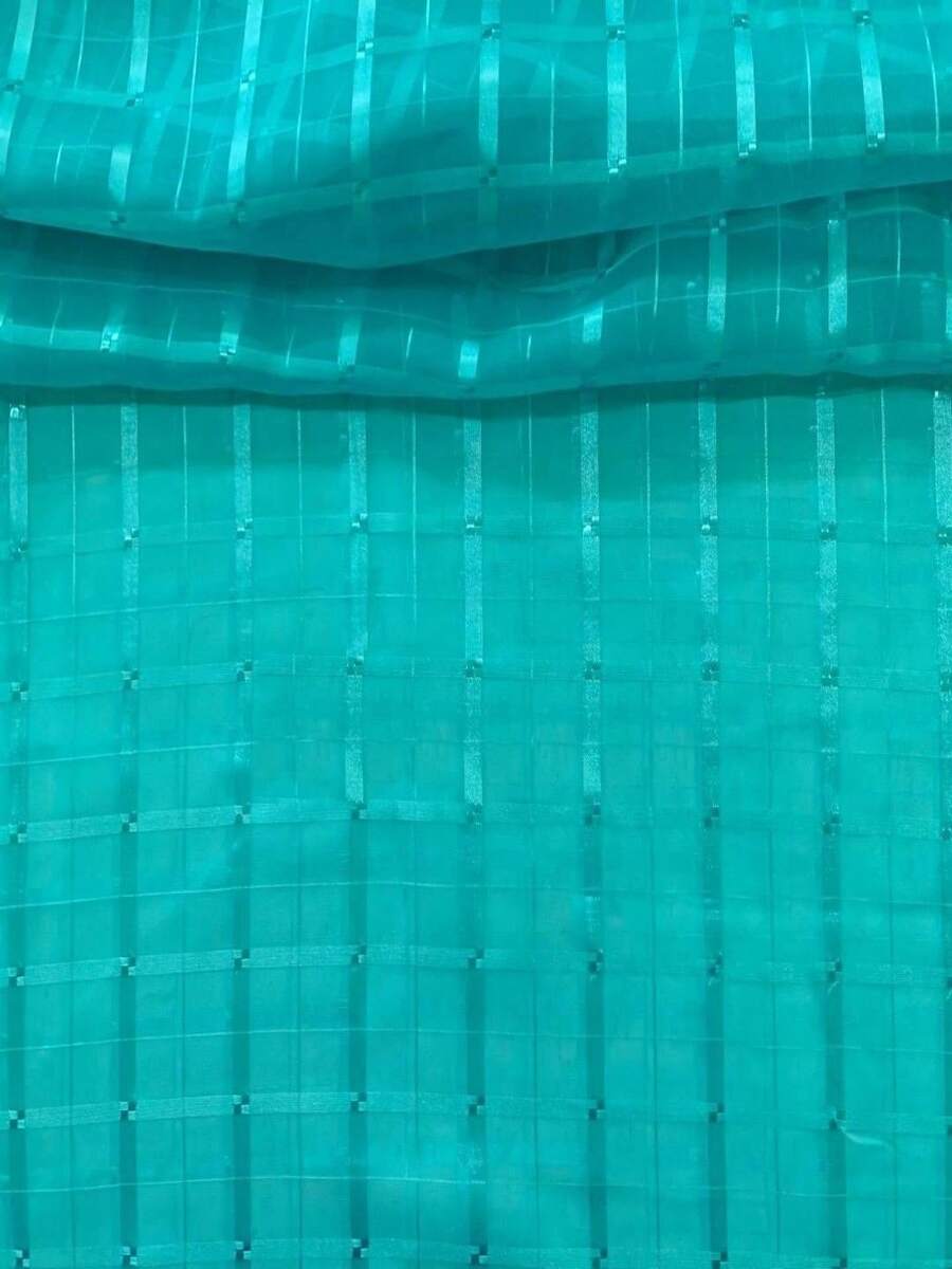 Voile Fabric Checkered Curtain | Checkered Voile - Curtains, General Decorations - Aqua Green 46 - View 1
