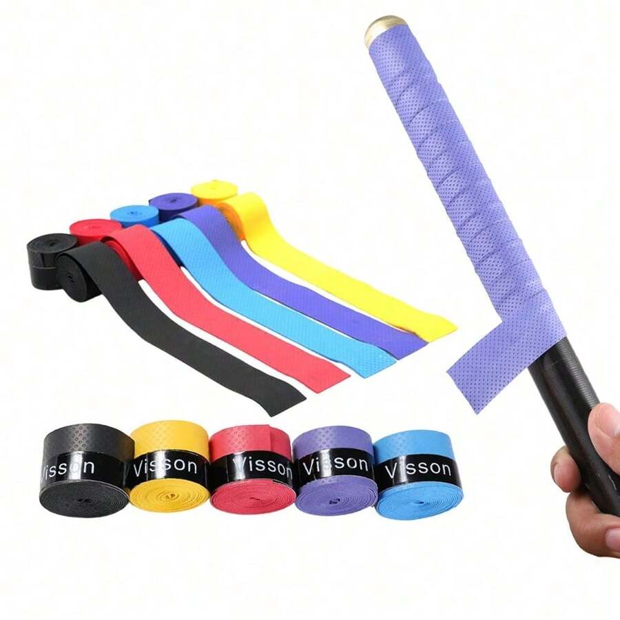 5pcs Sweatbands, Baseball Bat Sweatbands, Non-Slip Bicycle Handlebar Straps, Sports Badminton Racket Grip Sweatbands, Fishing Rod Handle Sweatbands - A - View 1