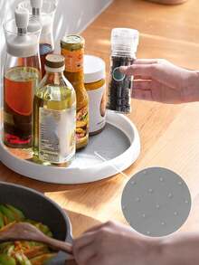 1 pieza Estante giratorio para especias, Organizador giratorio de condimentos de cocina, Bandeja de almacenamiento para encimera, Carrusel giratorio multifuncional, Utensilio de cocina - Multicolor - Ver 4