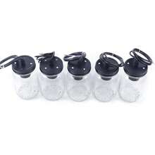 ZHFEISY 5-Light Adjustable Ceiling Light Industrial Pendant Light Mason Jar Chandelier Glass Hanging Ceiling Lamp NEW - View 7