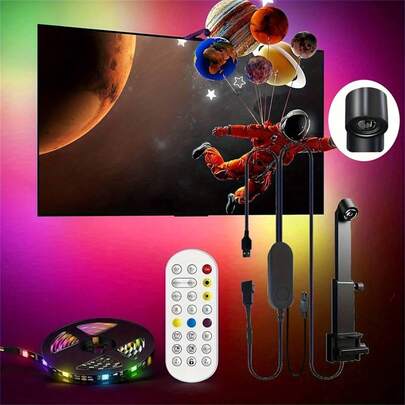 1pc Of TV Backlight Strip, Featuring RGBIC Technology, AR Color Sensor, Remote Dimming, USB Powered, Suitable For 139.7-203.2 Cm Tvs - Home Theater, Gaming Setup, Living Room, Bedroom