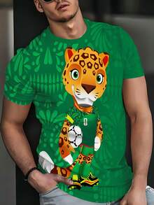 2026年世界杯吉祥物“Zayu”（代表墨西哥），透气圆领休闲球迷T恤 - 白色 - 查看 4