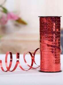 1pc - 100 Yards Vibrant Red Shiny Ribbon, Romantic Holiday Polypropylene PP Ribbon, Flexible Flat High Luster Ribbon, Multipurpose Event Decor & Proposal Ribbon, Birthday Party Balloon Tying, Christmas Table Decor, New Year Wall Decor, Anniversary Gift Wrapping, Easter Party Decoration, Waterproof & Long-Lasting Holiday Ribbon - Multicolor - View 3