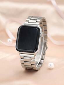 1pc Adjustable Stainless Steel Watch Band Compatible With Apple Watch Series 11 10 9 8 7 6 5 4 3 2 1 SE Ultra, Fashionable Gift For Men And Women, Fits 38mm 40mm 41mm 42mm 44mm 45mm 46mm 49mm (Watch Not Included) - Silver - View 6