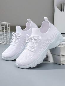 2026 New Women's Breathable Mesh Running Shoes - Lightweight Casual Sports Shoes. With Stable Support, Soft Rubber Sole And Solid Color Design, They Are Suitable For Walking, Jogging And Daily Wear. They Are Fashionable And Comfortable Shoes. - White - View 2