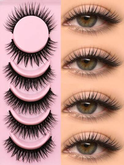 GROINNEYA New 6 Pairs Cartoon Eyelashes Wet Look Makeup Manga Lashes Anime False Eyelashes Natural Look Fake Lashes Criss-Cross Wispy Eyelashes Extension Makeup Tool Soft Faux Mink Lashes Fashion Thick Extension Set Strip Lashes,Suitable For Festivals, Celebrations, Parties, Reusable, Lengthening