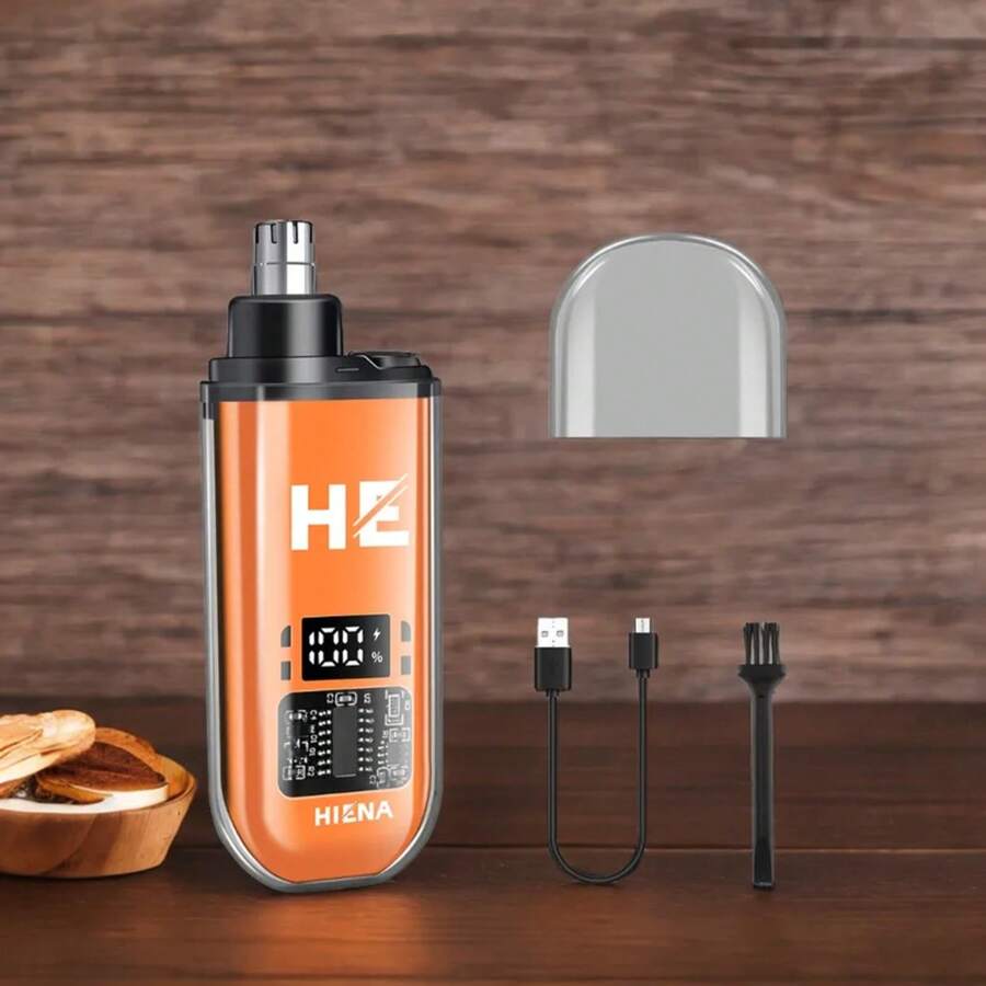 HIENA-cortador de pelo eléctrico para nariz, recargable, bolsillo, nariz, orejas, afeitado de pelo, recortador de cejas, corte de pelo húmedo y IQ0L - verde - Ver 1