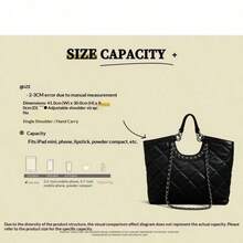 Xiaoxiangfeng Diamond Tote Bag, Lazy Wind Large-Capacity Portable Women's Bag, 2026 New Fashion Chain Shoulder Women's Bag, Simple Shopping Fashion Versatile Women's Bag. - 黑色 - 查看 5