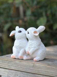 1 tượng thỏ đôi bằng nhựa, đồ trang trí lễ Phục Sinh, trang trí nhà cửa, ngày lễ, bàn làm việc. - Tượng thỏ - Xem 4