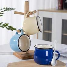 1 Stück abgerundete Keramik Kaffeetasse/Becher, einfach zu greifen, vielseitig einsetzbar, geeignet für Büro, Zuhause, alle Getränke, tolles Geschenk - Verschiedenfarbig - Übersicht 2