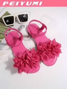 PEIYUMI Women's Sandals, Summer Beach Floral Decor Sandals, Stretchy Elastic, Easy To Carry - Hot Pink - View 6