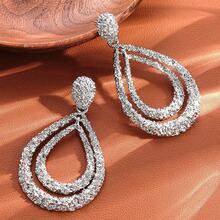 Double Layer Water Drop Earrings For Women, Long Geometric Design, Elegant  Fashion Jewelry - 5625302HB - View 4