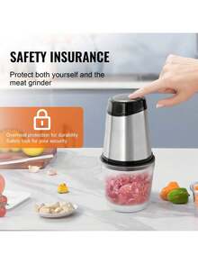 Procesador de alimentos, picadora de carne eléctrica con cuchillas de acero inoxidable de 4 aspas, recipiente de vidrio de 2,5 tazas, picadora eléctrica de 400 W, 2 velocidades para comida de bebé, carne, cebolla y verduras. - Tipo de Enchufe A USA (110-127V) - Ver 6