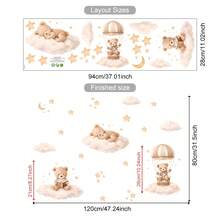Cartoon Cloud Star Bear Wall Stickers, Removable Self-Adhesive Decals Suitable For Room And Living Room Background, Home Decor - Multicolor 2 - View 10