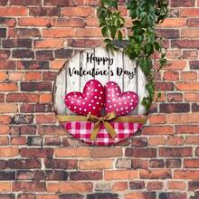 Vintage Valentine's Day Round Metal Tin Sign, 8x8 Inch (20x20cm) - Multi-Style Love Heart Plaque, Farmhouse Wreath Centerpiece, Front Door Decor, Pink Red Buffalo Plaid, Rustic Wood Effect, Romantic Gift For Her, Wedding Anniversary, Living Room, Porch, Bedroom, Waterproof, Printed Rust Effect, Durable Plate, Pre-Drilled Holes, Smooth Edges,Round Metal Sign,Tin Plaque,Wall Art Decor,Hanging Ornament,Aluminum Sign,2D Flat Print,Vintage Retro,Bistro Decor,Shelf Decor - A - 查看 7