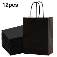 12 túi quà giấy Kraft nâu có quai xách, 5 kích cỡ dùng cho tiệc tùng, cung cấp số lượng lớn, thích hợp cho tiệc sinh nhật, đồ thủ công, đám cưới và sự kiện - màu nâu - Xem 8