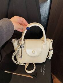 Fashionable Elegant Handheld Small Square Bag, New Arrival Minimalist Casual Shoulder Bag, Chic Crossbody Purse For Women - White - View 1