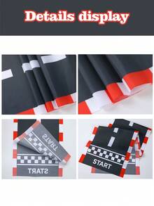1pc Polyester Racing Theme Birthday Party Table Runner, Black & Red Checkered Racing Track Style Tablecloth, 35*180cm Racing Theme Birthday Party Table Decor, Racing Birthday Party Room Kitchen Table Decor, Home Decor, Room Decor, Tabletop Center Decor, Racing Party Decoration, Happy Birthday Party Supplies, Party Favors - Racing Track - View 10