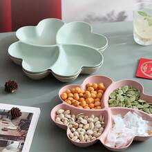 Heart-Shaped Divided Fruit Plate, Reusable Nut, Candy, Snack And Dessert Plate With 4 Compartments, Heart-Shaped Party Snack Tray Multi-Function Divided Snack Bowl Box Condiment Appetizer Plate, Multi-Grain French Fries Dipping Sauce Fruit Candy And Nut Dessert Storage Box, Reusable Plastic Dessert Plate - Multicolor - View 5