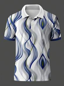 男士休闲印花短袖Polo衫 - 彩色 - 查看 2